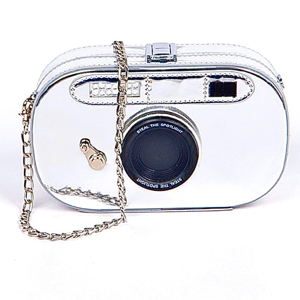 Metallic Silver Camera Crossbody/handbag
